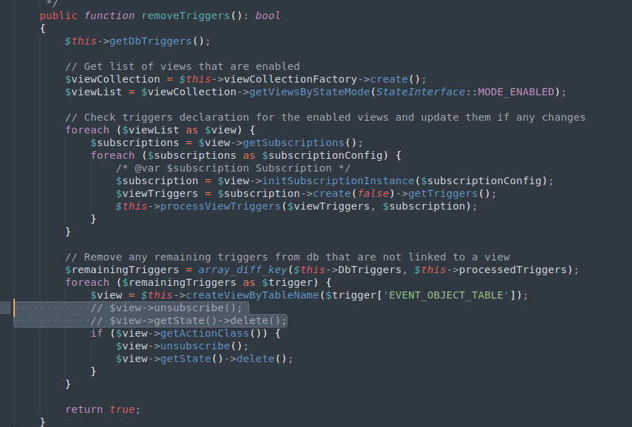 Warning: Trying to access array offset on null in vendor/magento/framework/Mview/View/Subscription.php on line 357